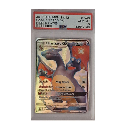PSA 10 graded Charizard GX Full Art card SV49 from Hidden Fates Shiny Vault 2019