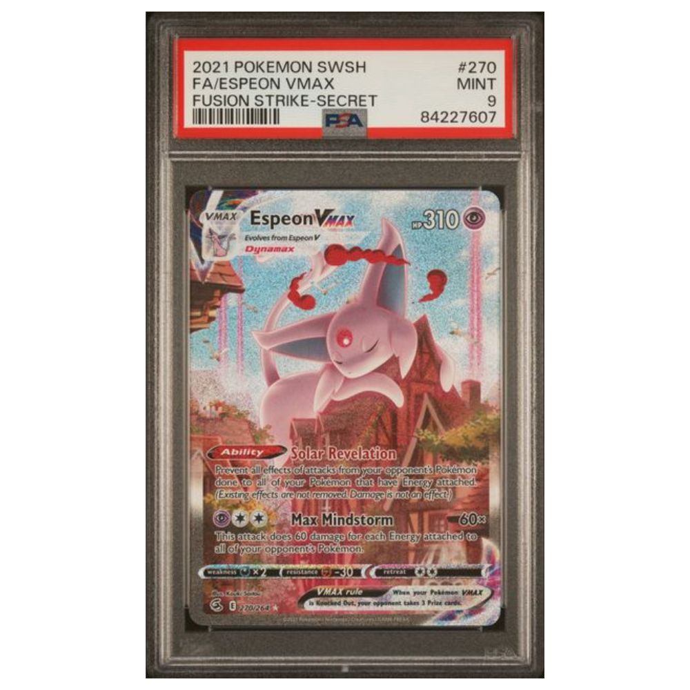Espeon VMAX Fusion Strike #270 Full Art Secret - PSA 9 Mint- 2021 Pok Cardtreasure.ch Espeon VMAX Fusion Strike #270 Full Art Secret - PSA 9 Mint- 2021 Pok Cardtreasure.ch