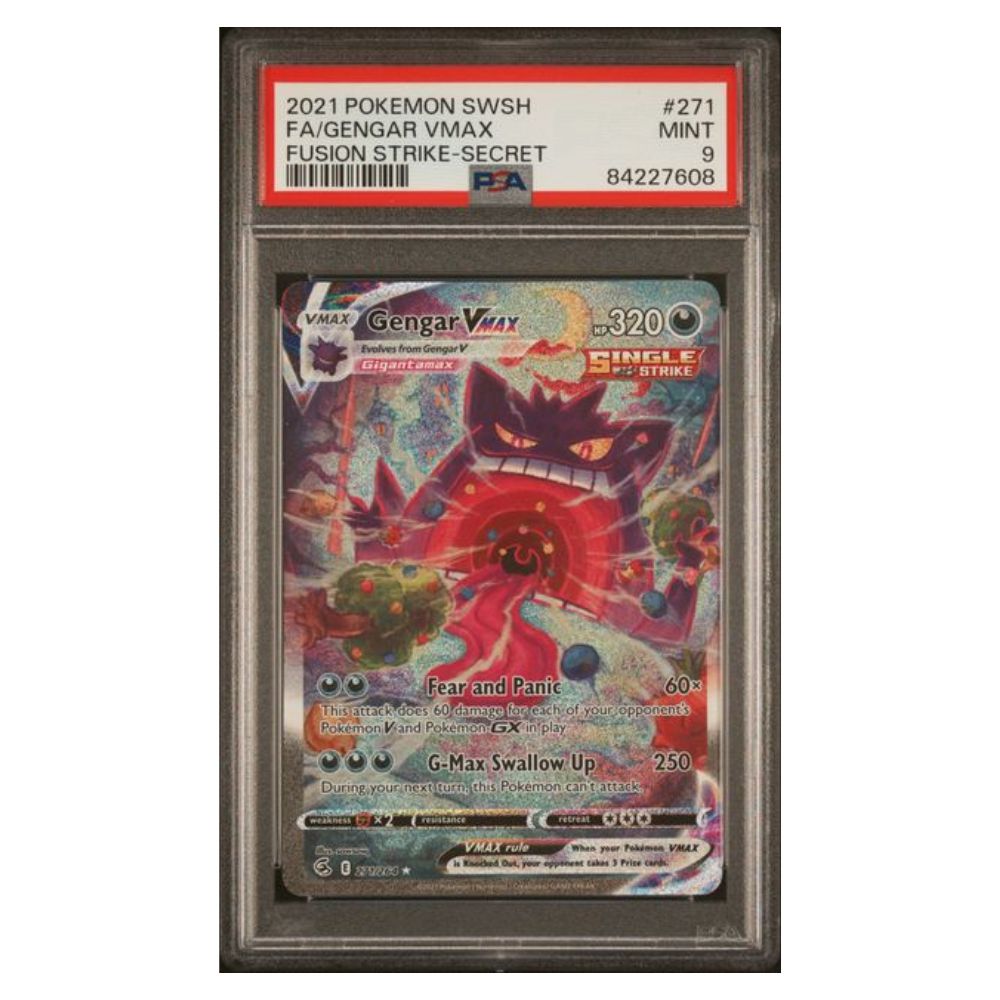 Gengar VMAX 271/264 Fusion Strike Alt Art – PSA 9 Mint – Pokémon-Karte