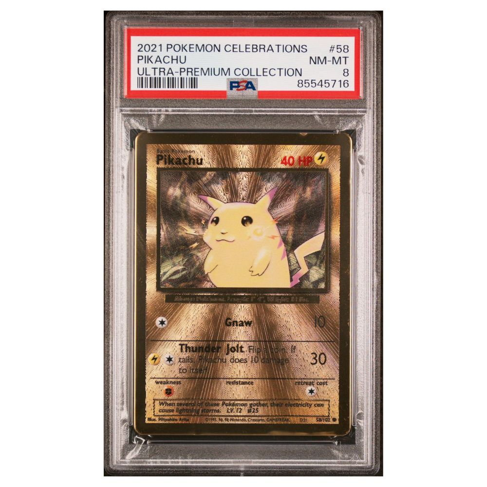 Pikachu 2021 Pokmon Celebrations PSA 8 - Ultra-Premium Gold Metal Car Cardtreasure.ch Pikachu 2021 Pokmon Celebrations PSA 8 - Ultra-Premium Gold Metal Car Cardtreasure.ch