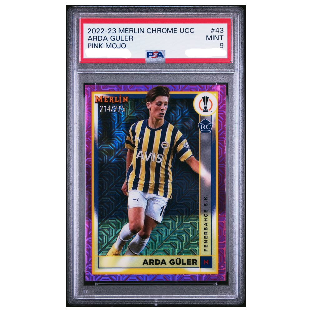 Arda Guler Official Topps Merlin Chrome UEFA Club Competitions graded card featuring Arda Guler – Collectible Trading Card