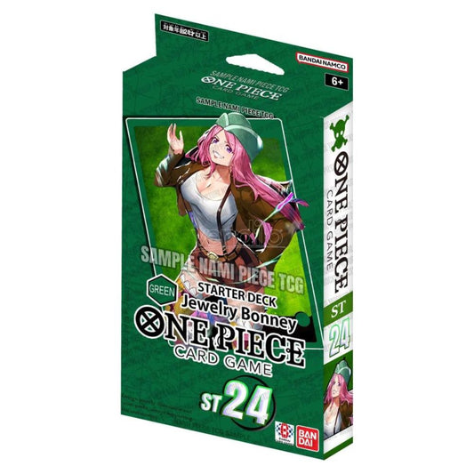 One Piece Card Game ST-24 Starter Deck featuring Jewelry Bonney in green color