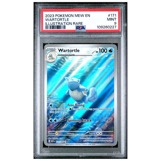 PSA 9 graded Wartortle Illustration Rare Pokémon card from Scarlet & Violet 151 2023