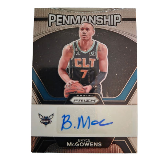Front of official Panini Prizm NBA 2023‑24 Penmanship Autograph Bryce McGowens #PNM‑MCG – collectible basketball card