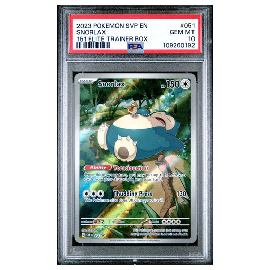 PSA 10 graded Snorlax Black Star Promo from 2023's 151 Elite Trainer Box