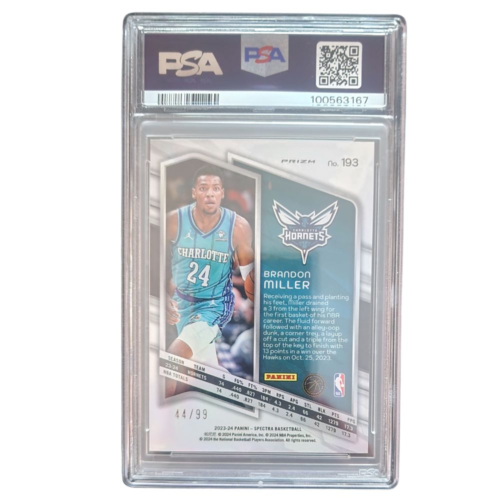 2023-24 Panini Spectra Interstellar #161 Brandon Miller Rookie Card – PSA 9 back