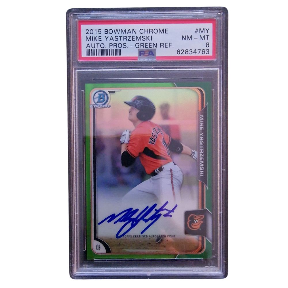 Mike Yastrzemski Auto Chrome Green Ref Bowman Chrome 2015 PSA 8