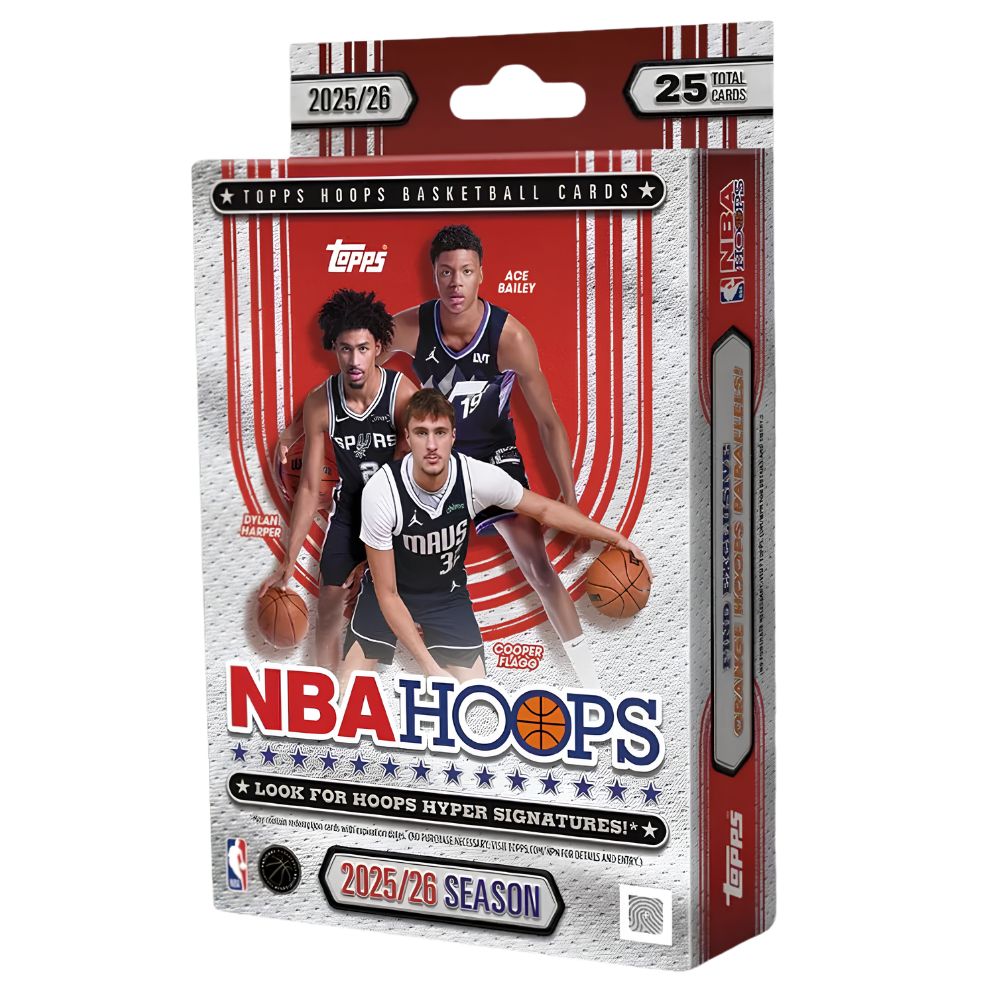 2025-26 Topps Hoops Basketball Hanger Box with Orange Hoops Parallels and NBA trading cards