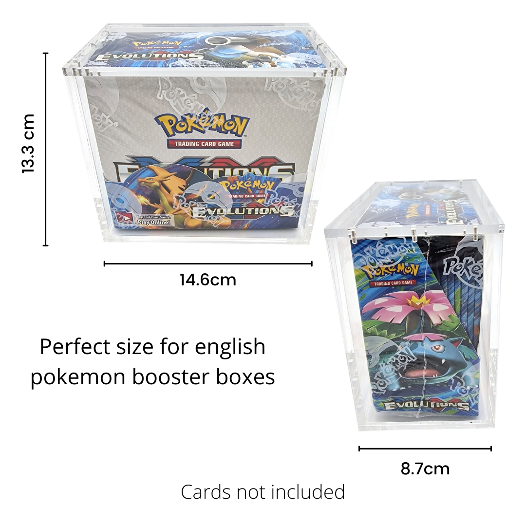 pokémon booster box dimensions cm Acrylic Display Case for English Pokémon Booster Box – Cardtreasure.ch