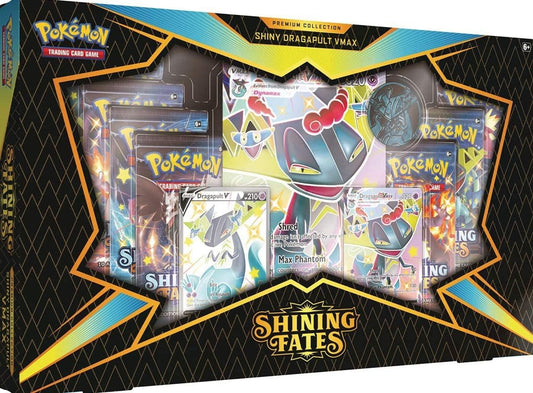 Jeu de cartes à collectionner Pokémon Shining Fates Dragapult VMAX Premium Collection [7 boosters, 2 cartes promotionnelles, carte surdimensionnée et pièce de monnaie] Anglais