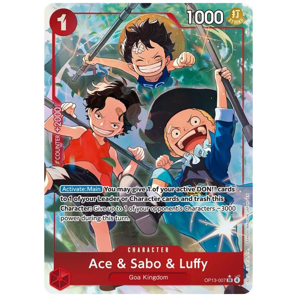 Official One Piece TCG Alternate Art Single Card Ace & Sabo & Luffy OP13 007