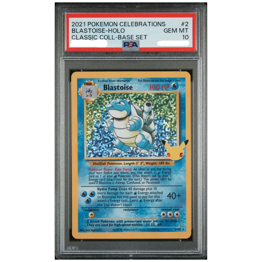 Blastoise Holo PSA 10 from Pokemon Celebrations Classic Collection front view