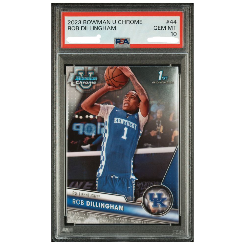 Official Basketball Card 2023 Bowman University Chrome Rob Dillingham PSA 10 collectible trading card