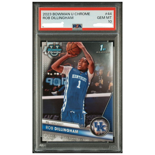 Official Basketball Card 2023 Bowman University Chrome Rob Dillingham PSA 10 collectible trading card