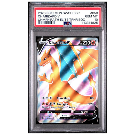 PSA 10 graded Charizard V Black Star Promo card from 2020 Champion’s Path Elite Trainer Box