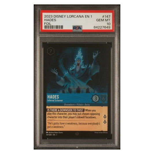 Hades Infernal Schemer Legendary Foil 147 - PSA 10 Gem Mint - Le premier chapitre Disney Lorcana 2023