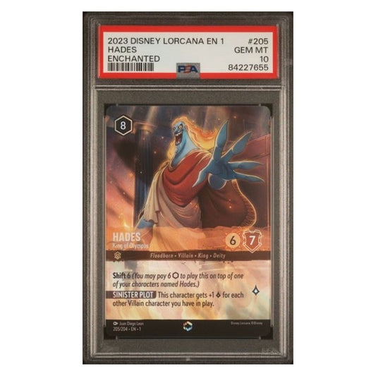 Disney Lorcana Enchanted Hades King of Olympus 205/204 - PSA 10 Gem Mint