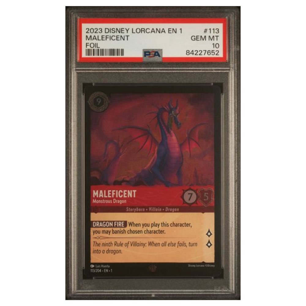 Dragon Monstrueux Maléfique 113/204 Feuille Légendaire - PSA 10 Gem Mint 2023 Disney Lorcana