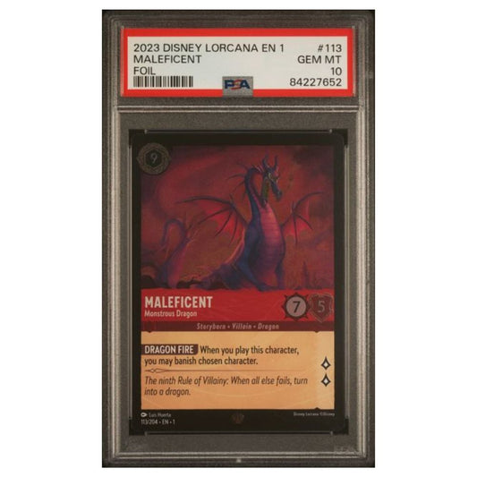 Dragon Monstrueux Maléfique 113/204 Feuille Légendaire - PSA 10 Gem Mint 2023 Disney Lorcana