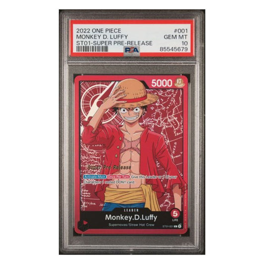 Monkey D Luffy Super pré-version One Piece ST01 PSA 10