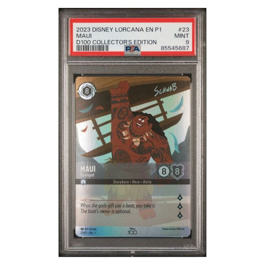 Maui - Demigod Disney100 Collector's Edition Geschenkset - PSA 9 Mint 2023 Disney Lorcana EN P1-Promo 23