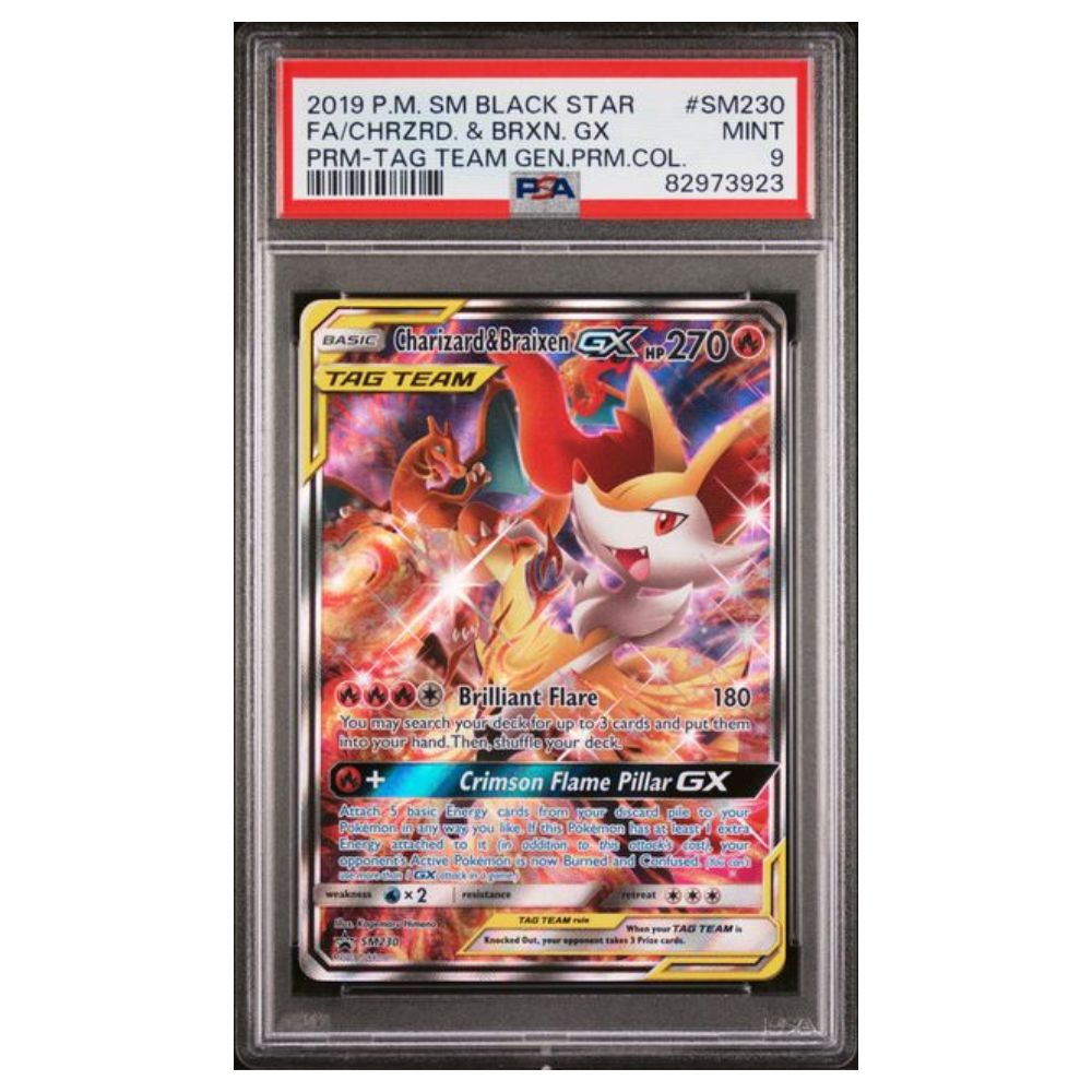 PSA 9 Charizard &amp; Braixen GX Alt Art Promo SM230