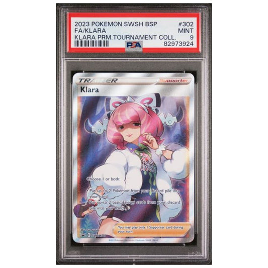 PSA 9 Klara SWSH302 Pokémon-Trainerkarte mit voller Kunst