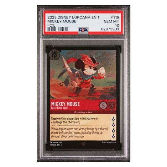 Disney Lorcana Mickey Mouse Brave Little Tailor Legendary FOIL 115/204 PSA 10