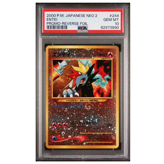 2000 Pokémon NEO 2 Promo Entei #244 Reverse Foil – Japanisch – PSA 10 Gem Mint