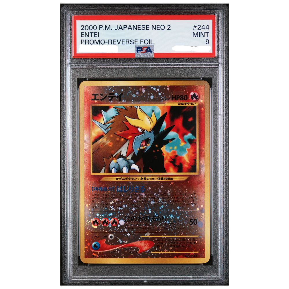2000 Japanese Pokemon Neo 2 Promo Entei Reverse Foil PSA 9 graded card