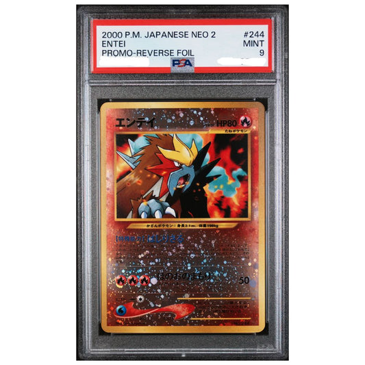 2000 Japanese Pokemon Neo 2 Promo Entei Reverse Foil PSA 9 graded card
