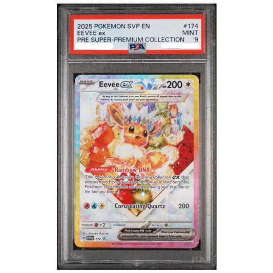 Pokémon trading card featuring Eevee EX Prismatic Ultra Premium Collection Black Star Promo PSA 9