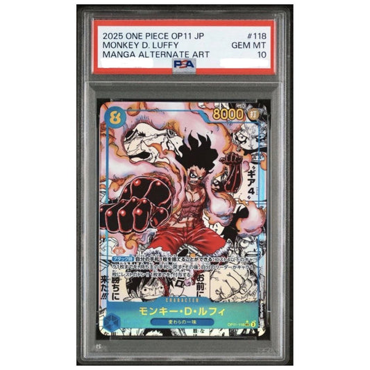 Luffy Manga Alternate Art PSA 10 Official One Piece TCG Graded Card from Fist of Divine Speed – Collectible Trading Card Game Booster