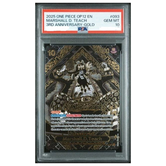 Official One Piece TCG Graded Card Marshall D Teach Gold SP PSA 10 from OP12 – Collectible Trading Card Game Card