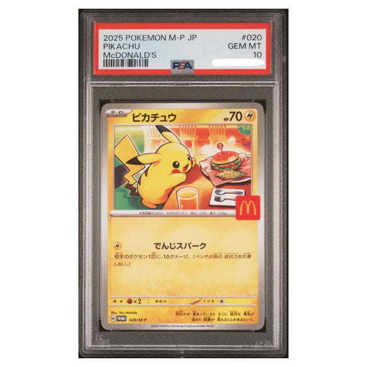 PSA 10 Graded 2025 Japanese Pokémon McDonald’s Promo Pikachu Card 020M‑P