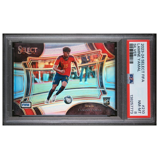 Official Panini Select FIFA graded Lamine Yamal Silver Rookie card PSA 8 from 2023 24 – Collectible sports trading card