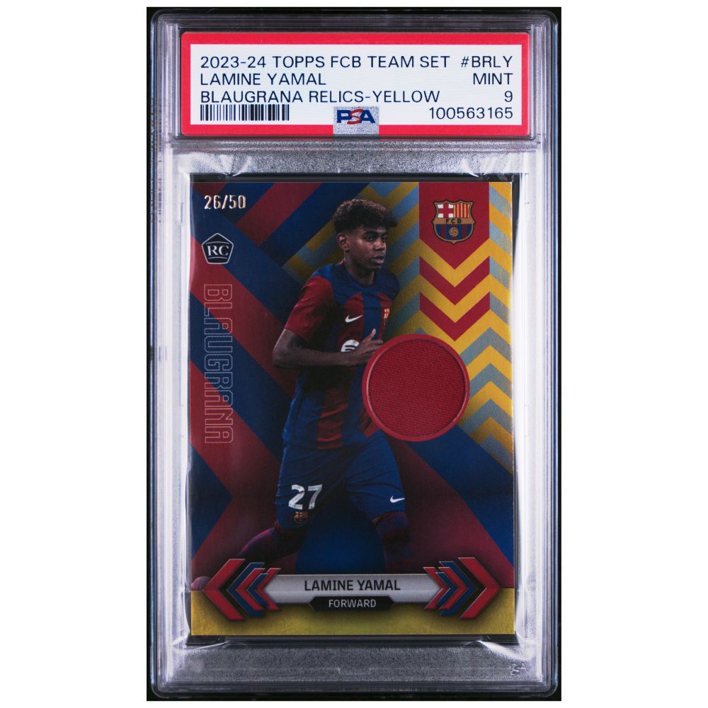 lamine Yamal Official Topps FC Barcelona Team Set graded card featuring Lamine Yamal – Collectible Trading Card