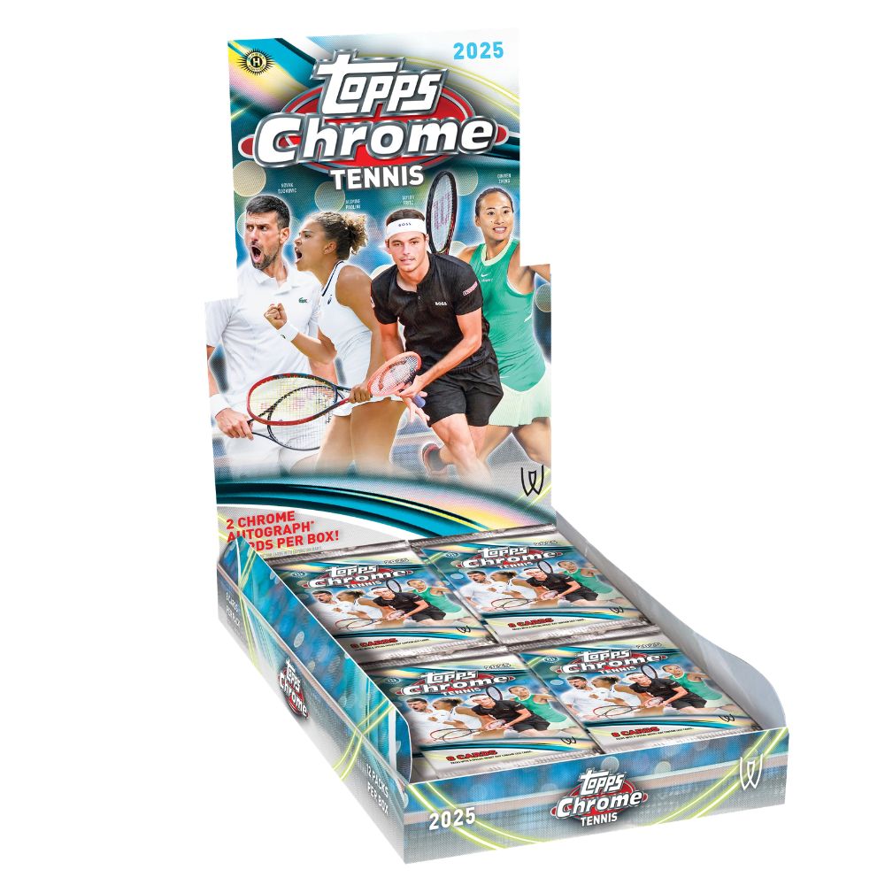 Official 2025 Topps Chrome Tennis Hobby Box with 2 autograph cards – Collectible sports trading card product