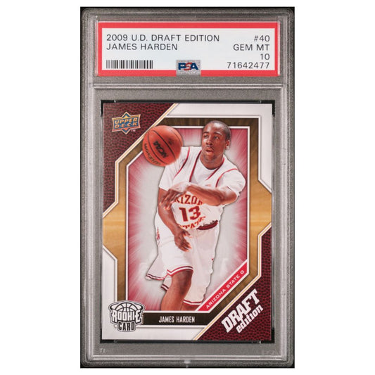 Official James Harden Rookie Upper Deck Draft Edition 2009 PSA 10 Card 40 Basketball Trading Card