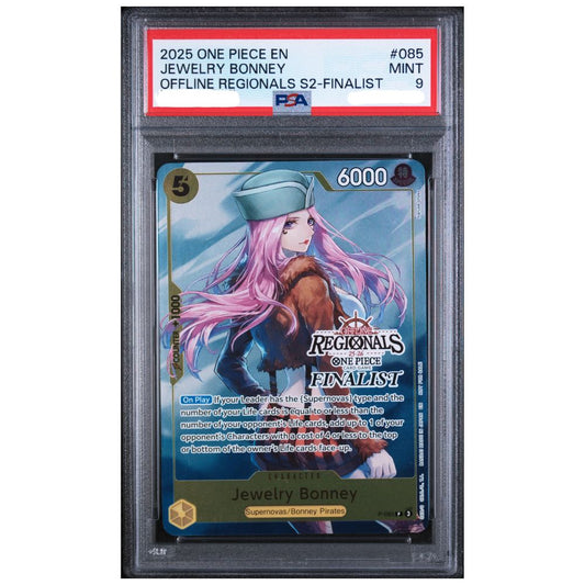 PSA 9 Jewelry Bonney Offline Regionals Season 2 Finalist promotional card for the One Piece Card Game