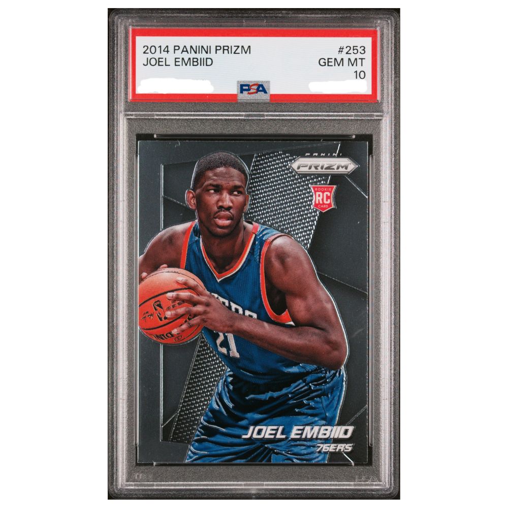 Official Joel Embiid Rookie Panini Prizm 2014 PSA 10 Card 253 Basketball Trading Card