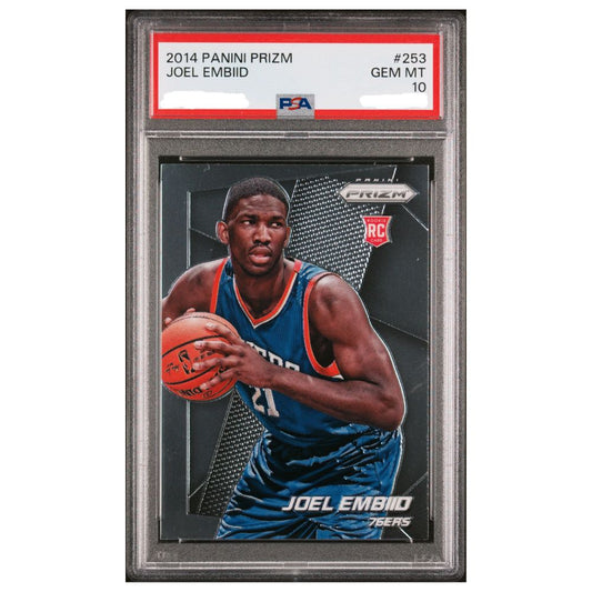 Official Joel Embiid Rookie Panini Prizm 2014 PSA 10 Card 253 Basketball Trading Card