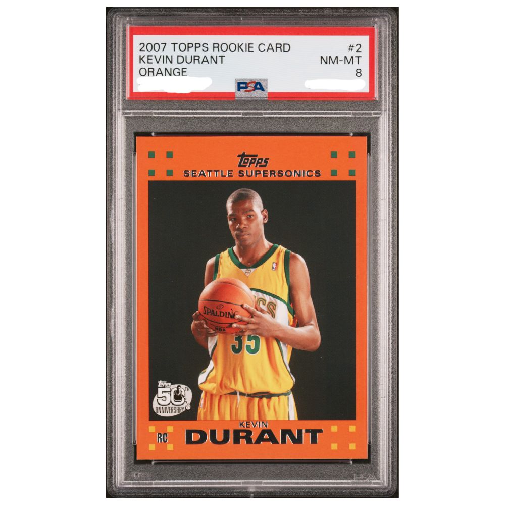 Official Kevin Durant Rookie Orange Topps 2007 PSA 8 Card 2 Basketball Trading Card