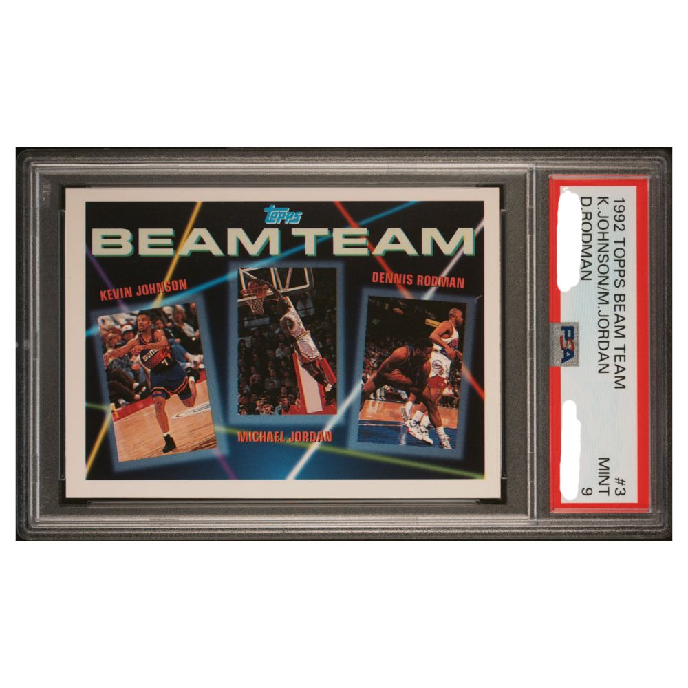 Kevin Johnson Michael Jordan Dennis Rodman 1992-93 Topps Beam Team PSA 9 Mint graded slab insert card NBA Basketball