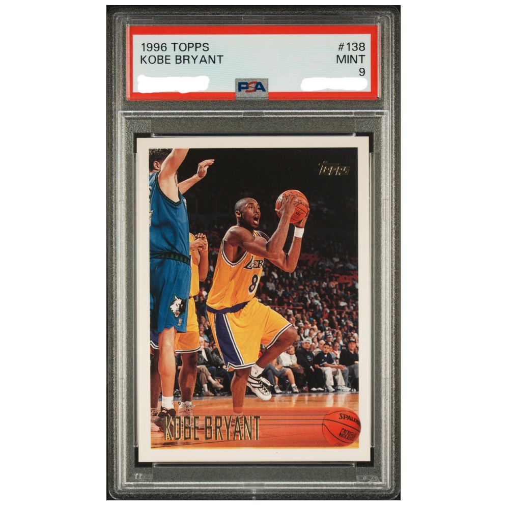 Kobe Bryant Rookie Card 1996 Topps PSA 9 Mint graded slab Los Angeles Lakers NBA Basketball