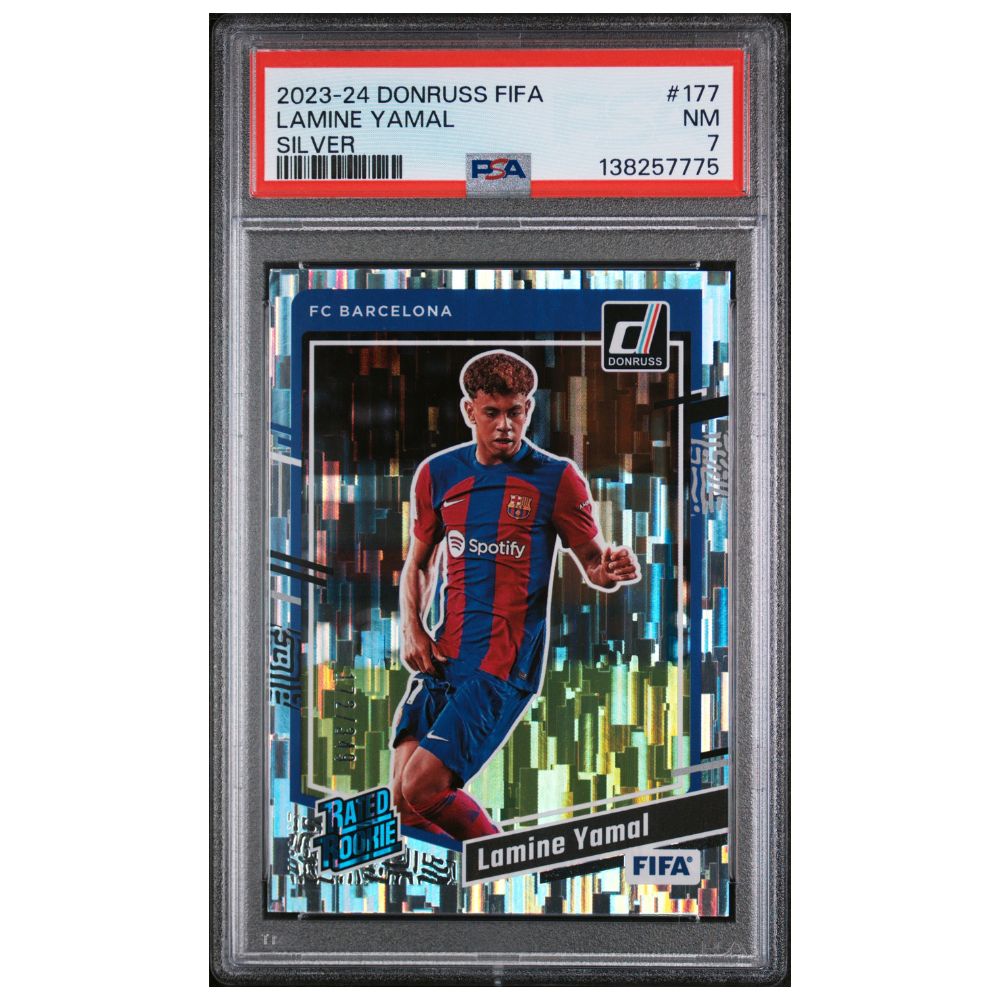 Official Panini Donruss FIFA Lamine Yamal Silver PSA 7 serialised 172 349 graded card collectible