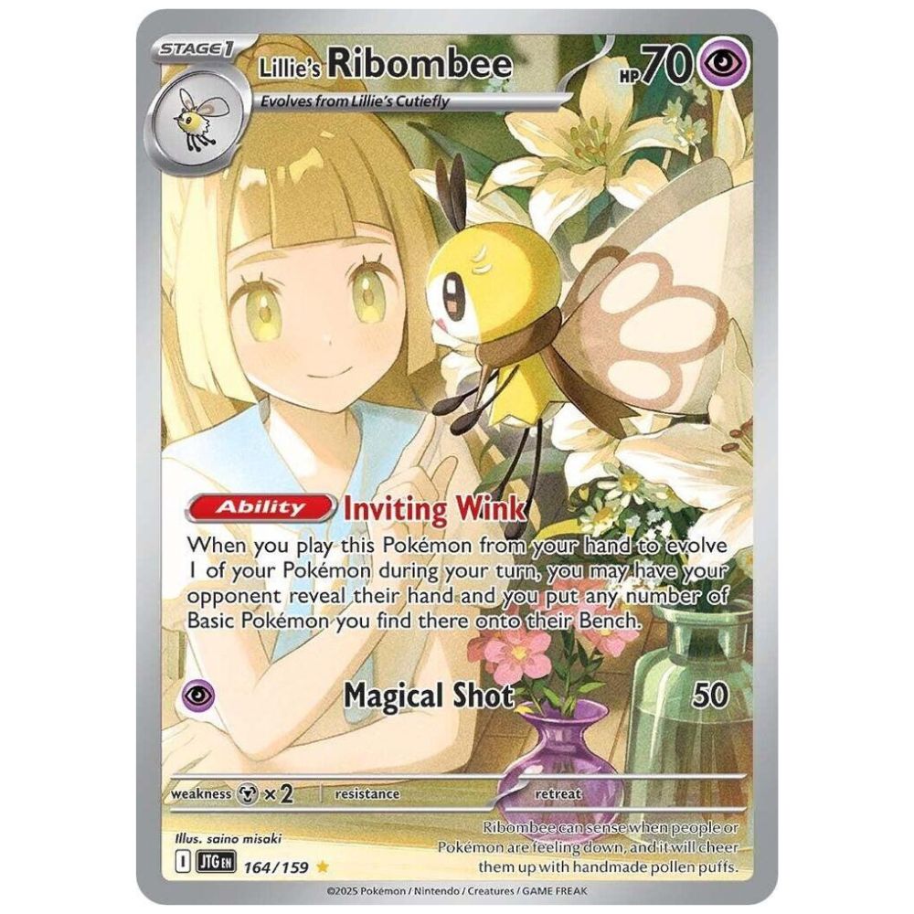 Lillies Ribombee Official Pokemon TCG Single Card from Journey Together – Collectible Trading Card Game
