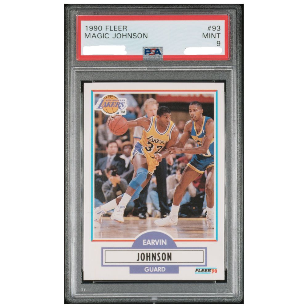 Official Magic Johnson Fleer 1990 PSA 9 Card 93 Basketball Trading Card
