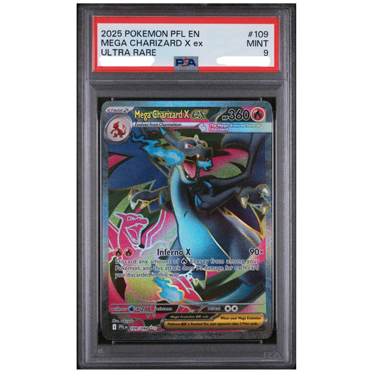Mega Charizard X ex Ultra Rare PSA 9 from Pokemon Phantasmal Flames front view