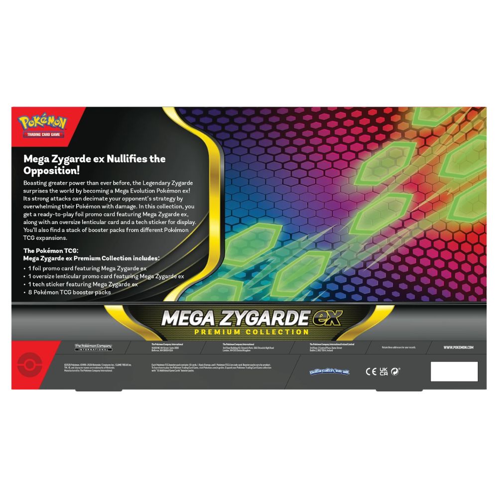 Mega Zygarde ex Official Pokemon TCG Premium Collection featuring promo card jumbo card and booster packs – Collectible Trading Card Game Back